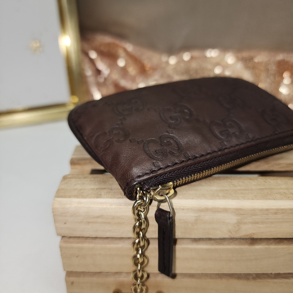 Authentic Gucci Guccissima Brown Leather Keychain Pouch With Retail Bag - Picture 8 of 17